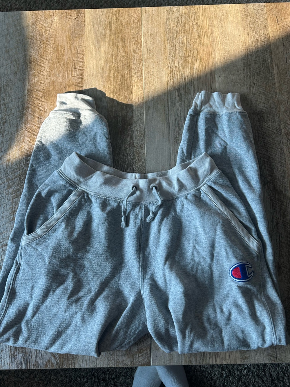 Champion Heather Gray Jogger Sweatpants with Embroidered Logo